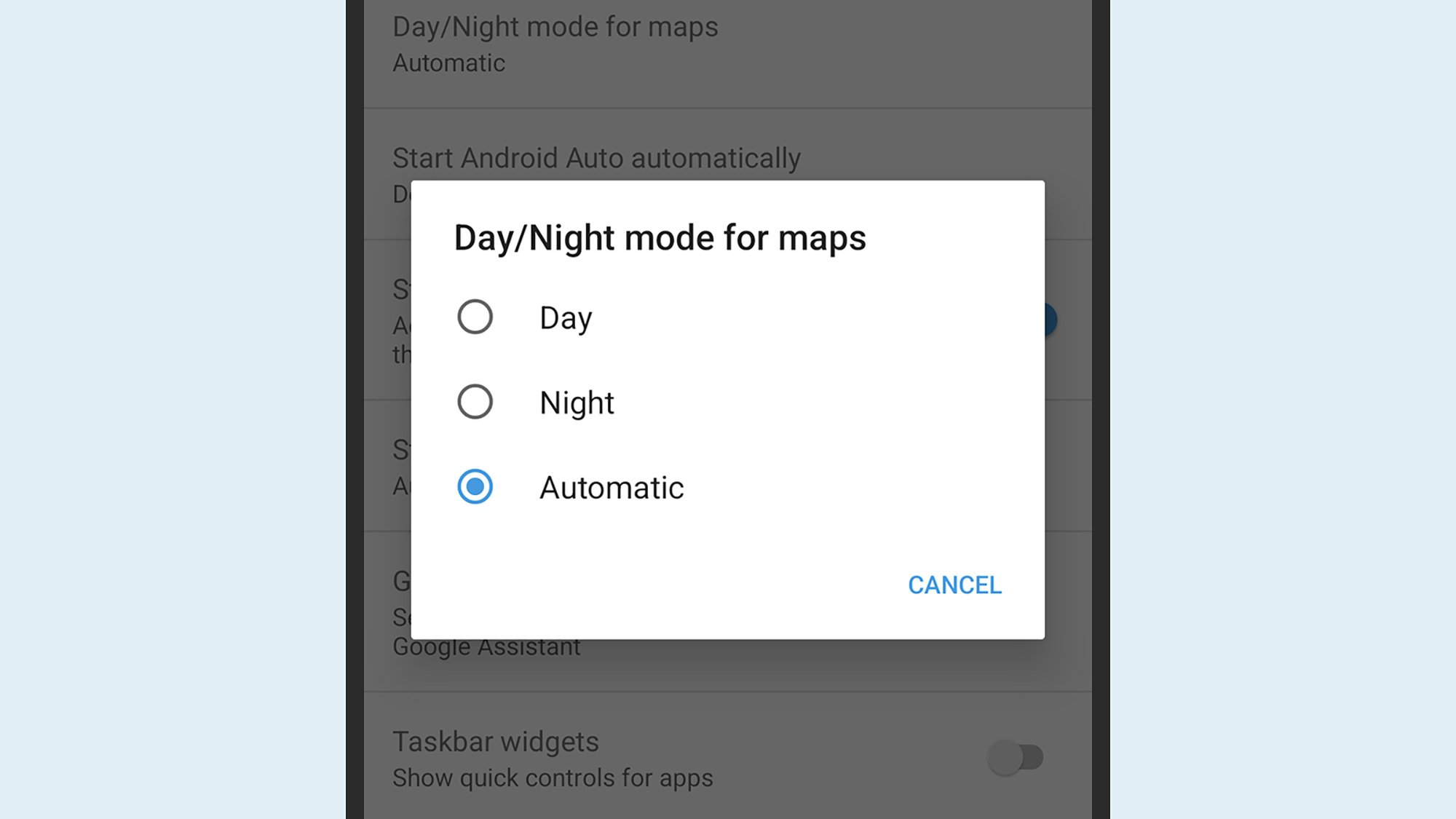 Android Auto settings