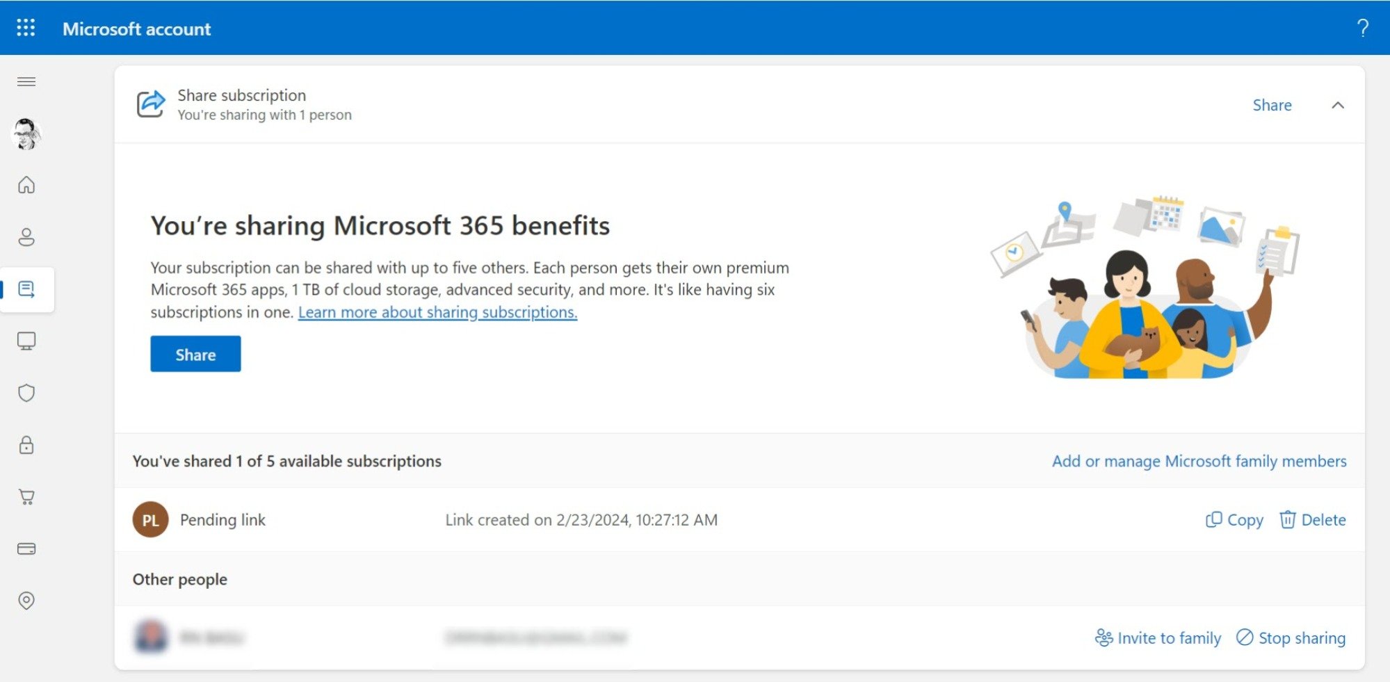 Управление общим доступом в семействе Microsoft 365