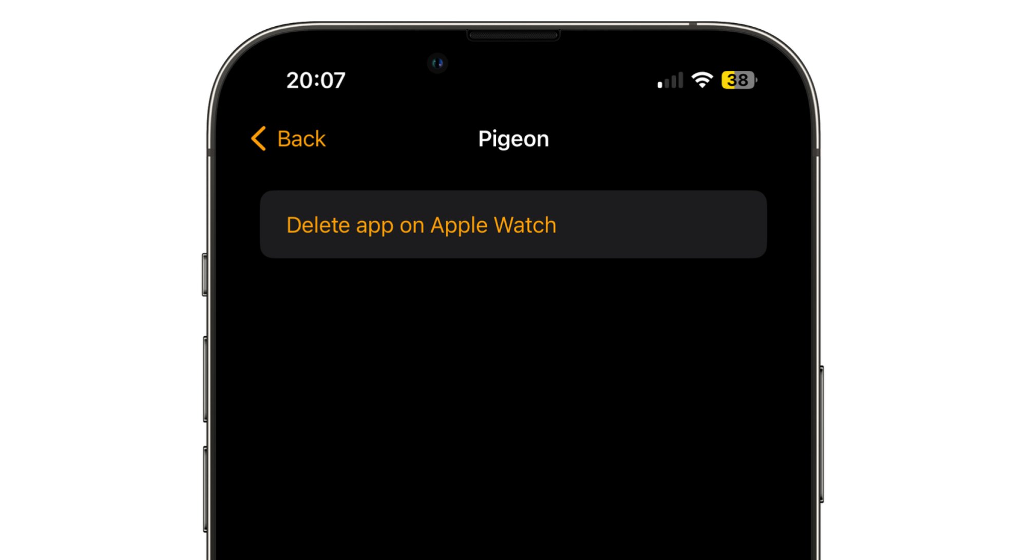 Приложение экран удаления в приложении Watch для iPhone