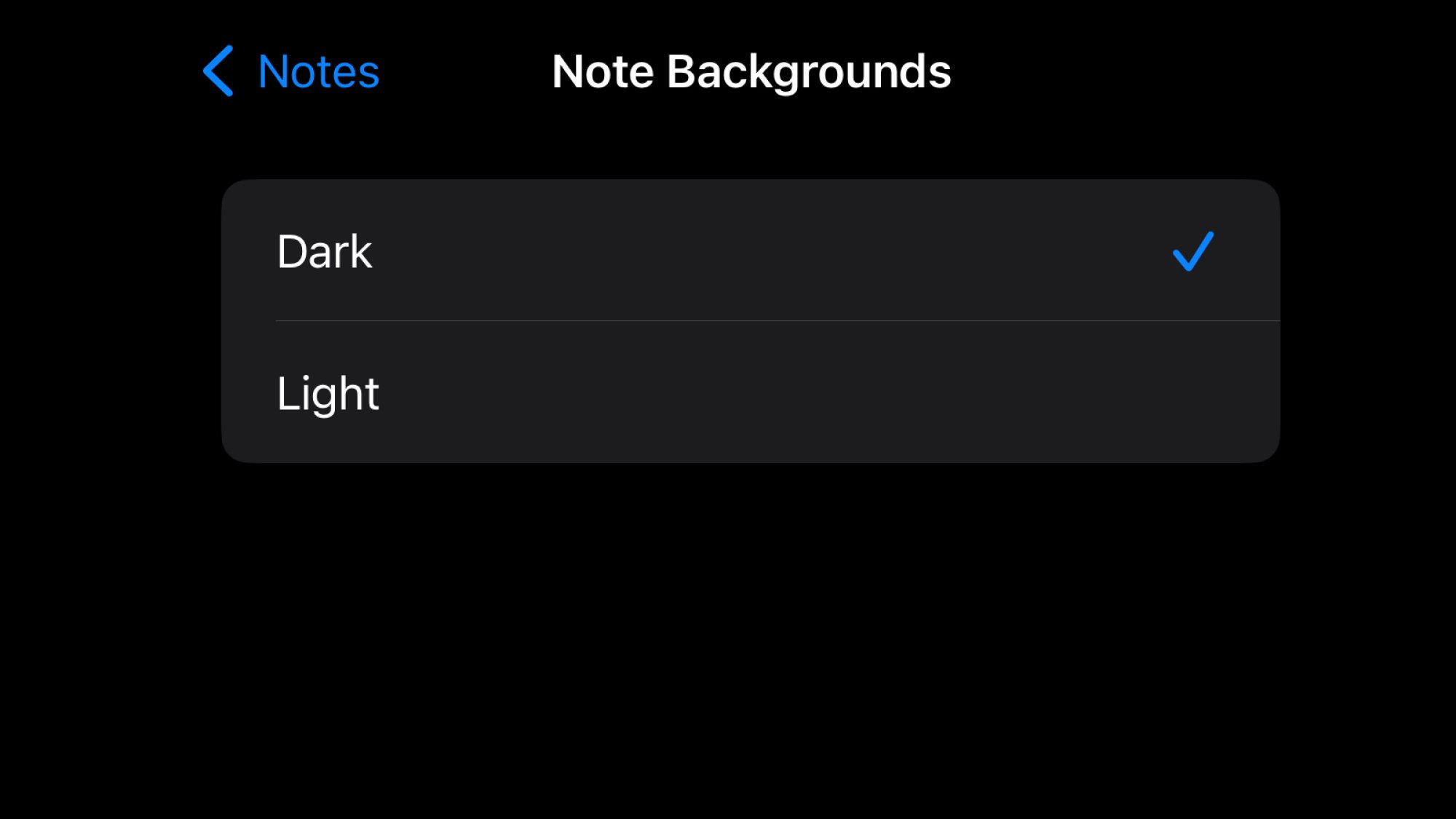 Скриншот настроек Apple Notes, показывая возможность изменить цвет фона». /> <span class=