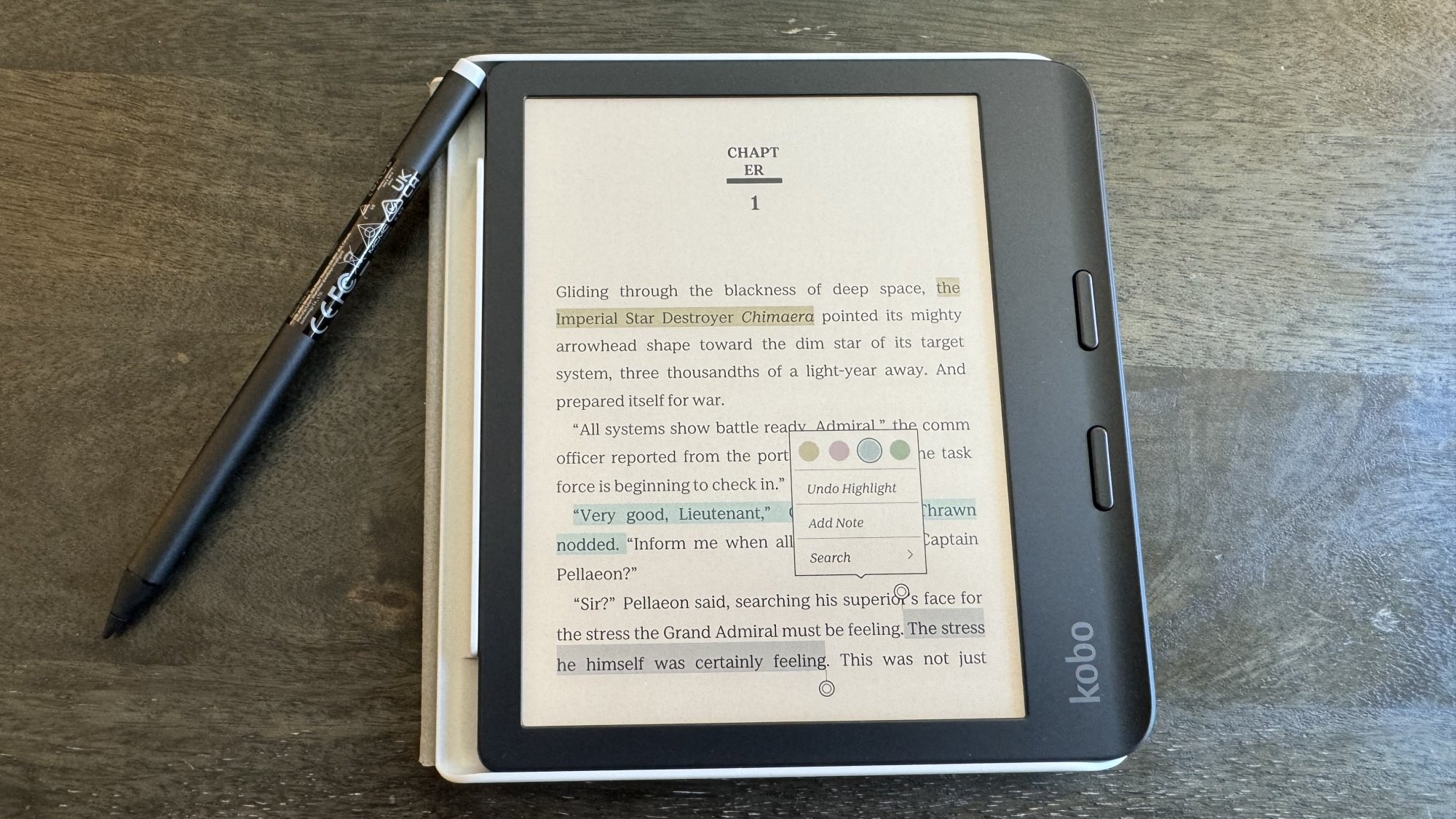 Выделение включено Kobo Libra Color