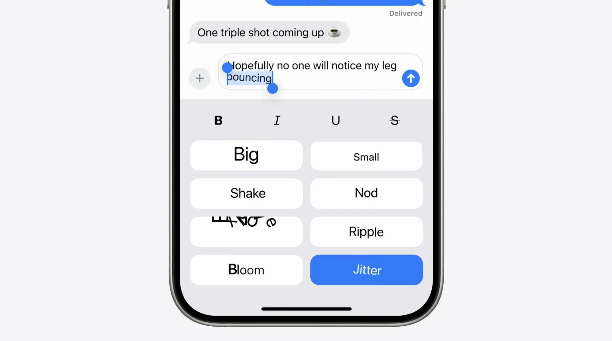 Текстовые эффекты функция в Сообщениях в iOS 18