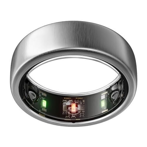 Oura Ring Gen3 Horizon - Матовый титан - Размер 7 - Смарт-кольцо - Размер сначала с набором для определения размера Oura - Носимое устройство для отслеживания сна - Частота пульса - Фитнес-трекер - Срок службы батареи 5–7 дней