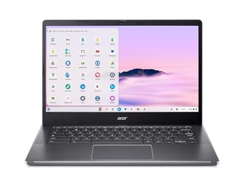 Ноутбук Acer Chromebook Plus 514 с искусственным интеллектом Google – 14-дюймовый IPS-дисплей Full HD 1920 x 1080 | Intel Core i3-N305 | 8 ГБ LPDDR5 | SSD-накопитель на 128 ГБ | Wi-Fi 6E | FHD-камера | Хром ОС | CB514-4H-38JA