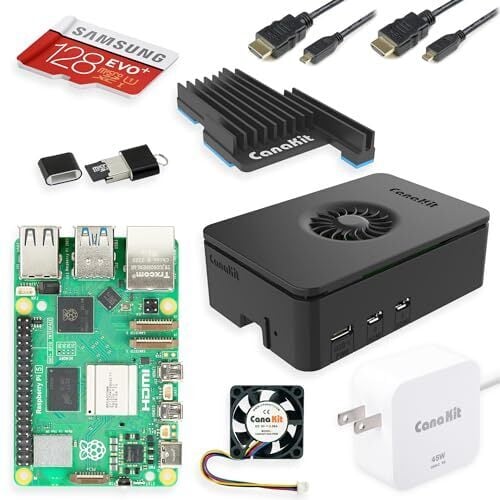 CanaKit Raspberry Pi 5 Starter Kit PRO — Turbine Black (версия на 128 ГБ) (8 ГБ ОЗУ)