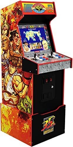 ARCADE1UP Аркадный игровой автомат Capcom Street Fighter II Champion Turbo Legacy Edition с подставкой, красный, большой