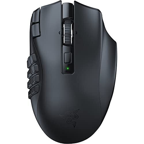 Razer Naga V2 HyperSpeed ​​Wireless MMO Gaming Mouse: 19 программируемых кнопок - Технология HyperScroll - Оптический датчик Focus Pro 30K - Механические переключатели мыши Gen-2 - Срок службы батареи до 400 часов