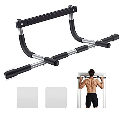 ALLY PEAKS Pull Up Bar Thickened Steel Pipe Super Heavy Duty Steel Frame Upper Training Bar | Multi-Grip Strength for Doorway | Indoor Chin-Up Bar Fitness Trainer for Home Gym Portable (silver2)