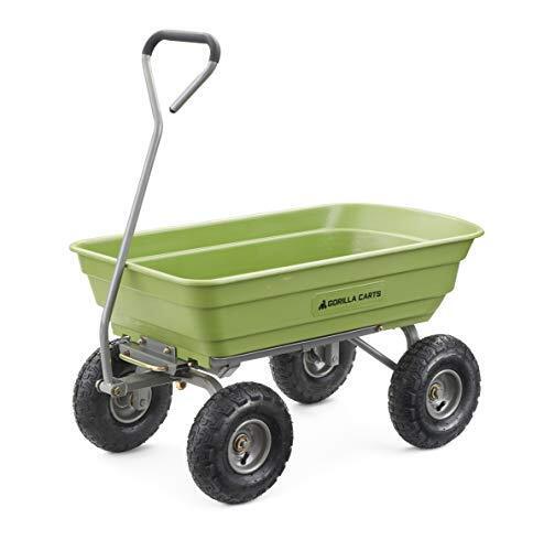 Gorilla Carts 600 Pound Capacity Heavy Duty Poly Yard Garden Steel Quick Dump Utility Tattoo Barrow Wagon