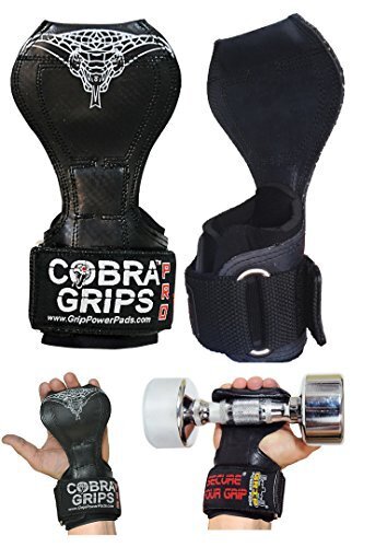 Перчатки для тяжелой атлетики Cobra Grips PRO, прочные ремни, альтернативные крюки для силовой атлетики, становая тяга, кистевые бинты, поддержка бодибилдинга (модель PRO для МУЖЧИН, один размер, черная резина)