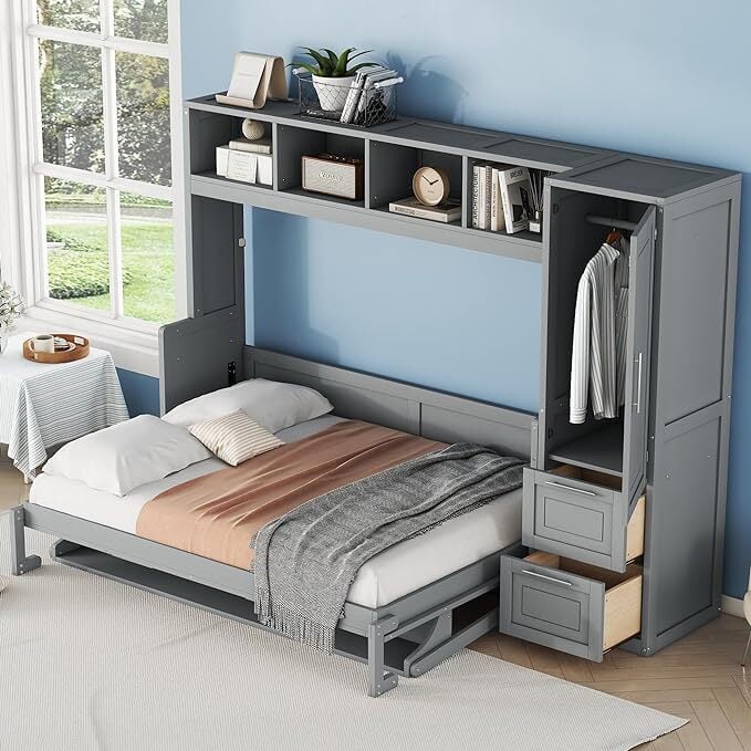 Полноразмерная кровать Murphy Wall Bed со шкафом и ящиками