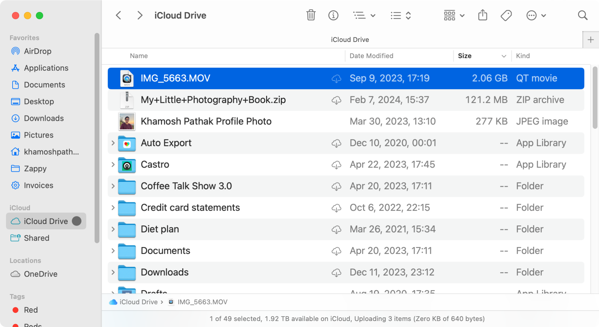 Удаление больших файлов из iCloud Drive на Mac